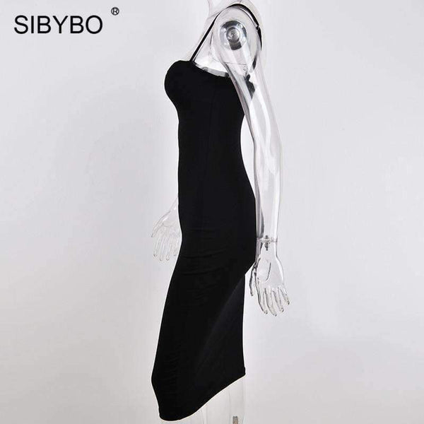 Planet Gates Black / L Double Layers Cotton Sexy Bodycon Dress Women Autumn Winter Backless Slim Elastic Push Up Bandage Party Dresses Vestidos