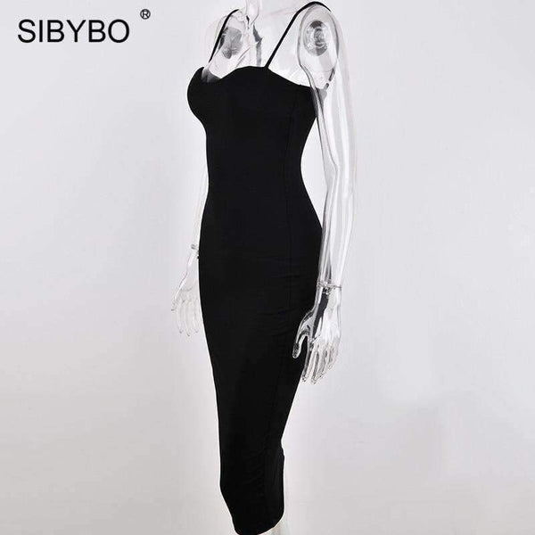 Planet Gates Black / L Double Layers Cotton Sexy Bodycon Dress Women Autumn Winter Backless Slim Elastic Push Up Bandage Party Dresses Vestidos