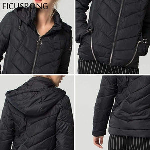 Planet Gates Black / L Fashion Autumn Winter Jacket Women Down Parkas Outerwear Womens Hooded Coats Slim Cotton Padded Jacket Female FICUSRONG 2018