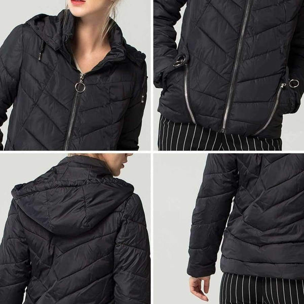 Planet Gates Black / L Fashion Autumn Winter Jacket Women Down Parkas Outerwear Womens Hooded Coats Slim Cotton Padded Jacket Female FICUSRONG 2018