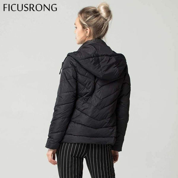 Planet Gates Black / L Fashion Autumn Winter Jacket Women Down Parkas Outerwear Womens Hooded Coats Slim Cotton Padded Jacket Female FICUSRONG 2018