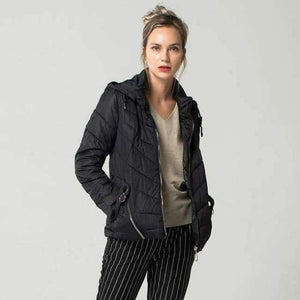 Planet Gates Black / L Fashion Autumn Winter Jacket Women Down Parkas Outerwear Womens Hooded Coats Slim Cotton Padded Jacket Female FICUSRONG 2018