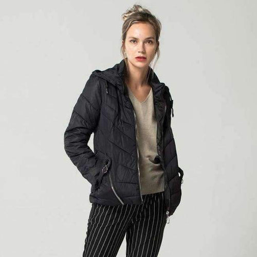 Planet Gates Black / L Fashion Autumn Winter Jacket Women Down Parkas Outerwear Womens Hooded Coats Slim Cotton Padded Jacket Female FICUSRONG 2018