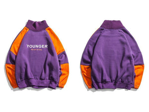 Planet Gates Black / L Fashion Letter Printed Patchwork Pullover Fleece Sweatshirts Men Preppy Style Streetwear Hip Hop Hoodies