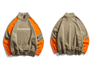 Planet Gates Black / L Fashion Letter Printed Patchwork Pullover Fleece Sweatshirts Men Preppy Style Streetwear Hip Hop Hoodies