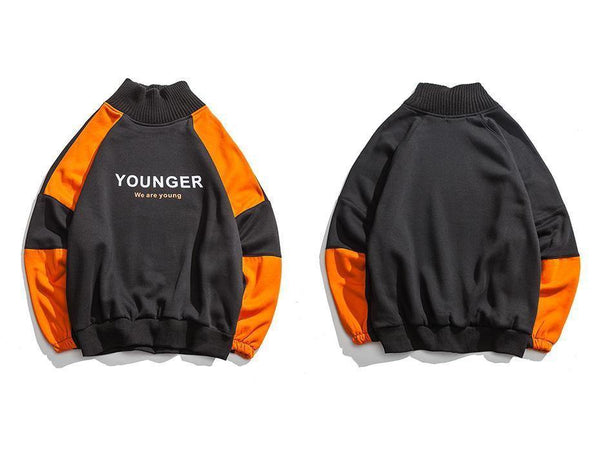 Planet Gates Black / L Fashion Letter Printed Patchwork Pullover Fleece Sweatshirts Men Preppy Style Streetwear Hip Hop Hoodies