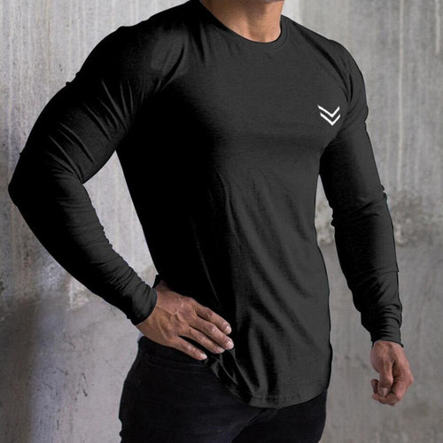 Fitness Sporty Long Sleeve T Shirt Men Gyms Workout Skinny Cotton T-shirt Autumn New Male Casual Tee Tops Jogger Brand Clothing
