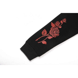 Planet Gates Black / L Gothic Hoodies ALMOST DEAD Rose Pattern Sweatshirt Black Unisex Pullover Tumblr Hispter Tops