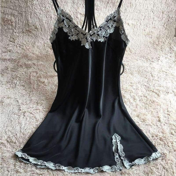 Planet Gates Black / L Lingere  pIjamas underwear lace women's full strap slips dress sexy lingerie ladies slip dress intimate Slips 7 colors