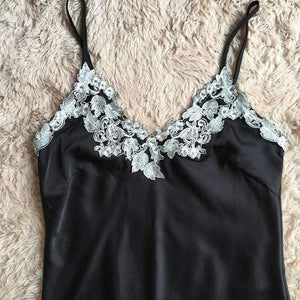 Planet Gates Black / L Lingere  pIjamas underwear lace women's full strap slips dress sexy lingerie ladies slip dress intimate Slips 7 colors