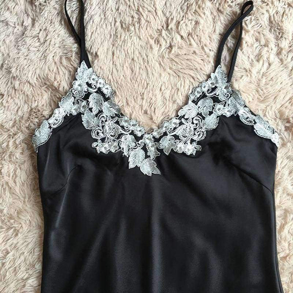 Planet Gates Black / L Lingere  pIjamas underwear lace women's full strap slips dress sexy lingerie ladies slip dress intimate Slips 7 colors