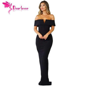 Planet Gates Black / L Long dress 2018 women summer Gowns Black Social Event Red Carpet Off-shoulder Maxi Party Dress vestidos longo LC61876