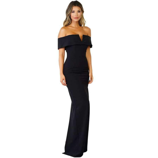 Planet Gates Black / L Long dress 2018 women summer Gowns Black Social Event Red Carpet Off-shoulder Maxi Party Dress vestidos longo LC61876