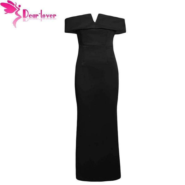 Planet Gates Black / L Long dress 2018 women summer Gowns Black Social Event Red Carpet Off-shoulder Maxi Party Dress vestidos longo LC61876
