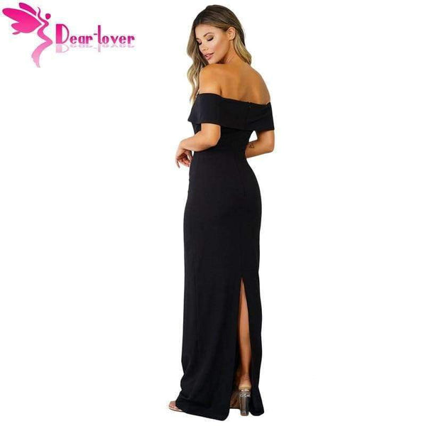Planet Gates Black / L Long dress 2018 women summer Gowns Black Social Event Red Carpet Off-shoulder Maxi Party Dress vestidos longo LC61876