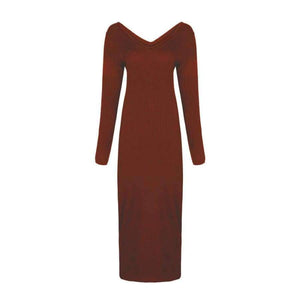 Planet Gates black / L LOSSKY Autumn Winter Knitted Bodycon Maxi Dress Sexy Long Sleeve V Neck Women Elegant Slim Women Fashion Warm Long Dresses 2018