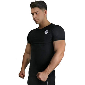Men Casual Cotton Skinny T-shirt Gyms Fitness Bodybuilding Workout Short Sleeve Tee Shirt Tops Male Crossfit Clothing
