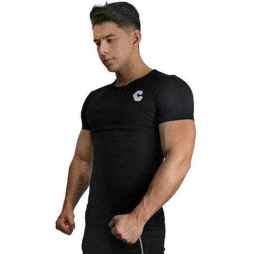 Men Casual Cotton Skinny T-shirt Gyms Fitness Bodybuilding Workout Short Sleeve Tee Shirt Tops Male Crossfit Clothing