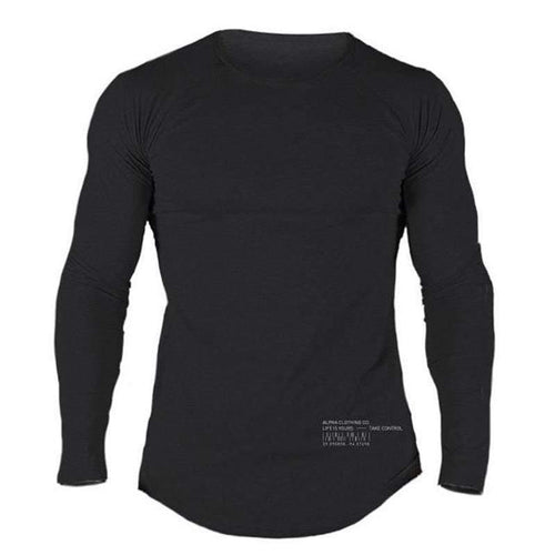 Men Casual Fashion Long Sleeve Cotton T-shirt Gyms Fitness Bodybuilding Workout Skinny Solid T Shirt Man Tee Tops Brand Clothing