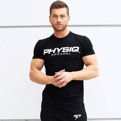 Men Short Sleeve O-Neck T-shirt Gyms Fitness Workout Cotton T Shirt Summer Man Casual Fashion Slim Tees Tops Clothing Costume