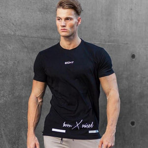 Men Short Sleeve T-shirt Gyms Fitness Bodybuilding Cotton T Shirt Summer Male Casual Fashion Tees Tops Crossfit Brand Clothing