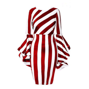 Planet Gates Black / L Misshow 6XL Plus Size Flare Sleeve Women Bodycon Dress Oversized Striped Short Dress Long Sleeve Sheath Dress Women Robe Femme