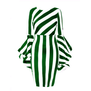 Planet Gates Black / L Misshow 6XL Plus Size Flare Sleeve Women Bodycon Dress Oversized Striped Short Dress Long Sleeve Sheath Dress Women Robe Femme