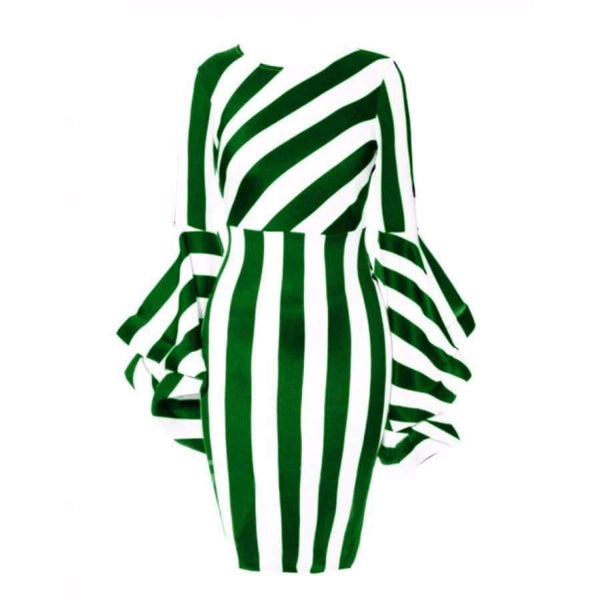 Planet Gates Black / L Misshow 6XL Plus Size Flare Sleeve Women Bodycon Dress Oversized Striped Short Dress Long Sleeve Sheath Dress Women Robe Femme