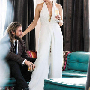 Planet Gates Black / L New Casual Wedding Jumpsuit Sexy Sleeveless Halter Elegant Jumpsuit Ladies Coverall Deep V Sexy Halter Jumpsuit