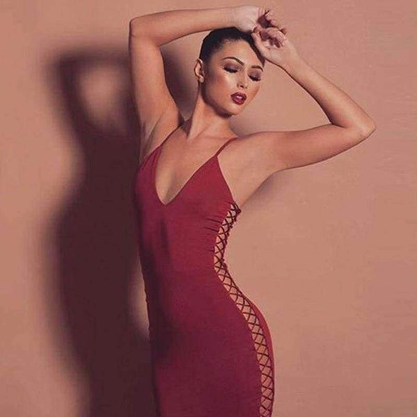 Planet Gates Black / L New Women Dress Sexy Straps Side Lace Up Dress Women Clubwear Bandage Party Dresses Hollow Out clothes