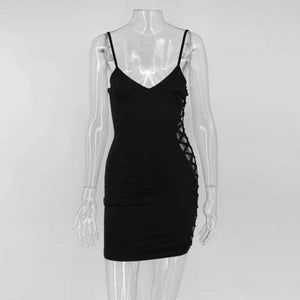 Planet Gates Black / L New Women Dress Sexy Straps Side Lace Up Dress Women Clubwear Bandage Party Dresses Hollow Out clothes