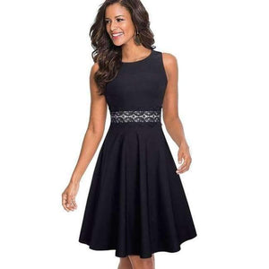 Planet Gates Černé / L Nice-forever Vintage Elegantní Výšivka Květinové Krajkové Patchworkové Vestidos A-Line Pinup Obchodní Dámské Party Flare Swing Šaty A079