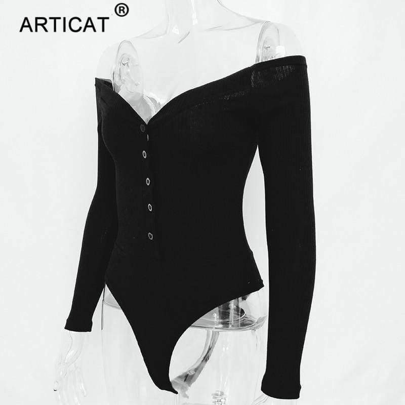 Planet Gates Black / L Off Shoulder Knitted Sexy Bodysuit Women 2018 Strapless Elastic Summer Top Bodycon Jumpsuit Rompers Casual Body Playsuit