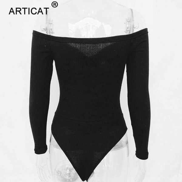 Planet Gates Black / L Off Shoulder Knitted Sexy Bodysuit Women 2018 Strapless Elastic Summer Top Bodycon Jumpsuit Rompers Casual Body Playsuit