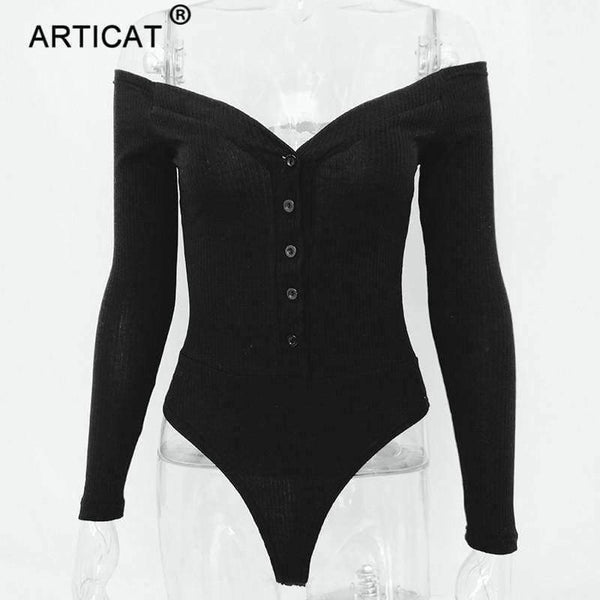 Planet Gates Black / L Off Shoulder Knitted Sexy Bodysuit Women 2018 Strapless Elastic Summer Top Bodycon Jumpsuit Rompers Casual Body Playsuit