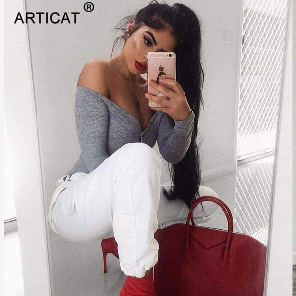 Planet Gates Black / L Off Shoulder Knitted Sexy Bodysuit Women 2018 Strapless Elastic Summer Top Bodycon Jumpsuit Rompers Casual Body Playsuit