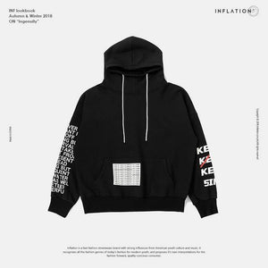 Planet Gates black / L Oversized Letter Sleeve Drawstring Hoodies 2018 Autumn And Winter Brand Sweatshirts Men Loose Streetwear