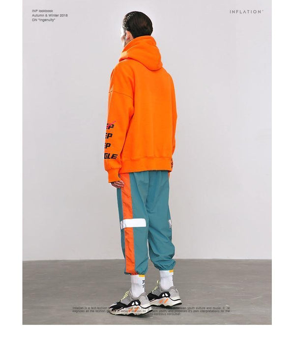 Planet Gates black / L Oversized Letter Sleeve Drawstring Hoodies 2018 Autumn And Winter Brand Sweatshirts Men Loose Streetwear