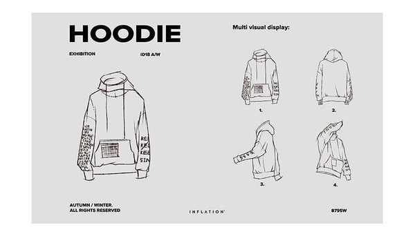 Planet Gates black / L Oversized Letter Sleeve Drawstring Hoodies 2018 Autumn And Winter Brand Sweatshirts Men Loose Streetwear