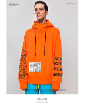 Planet Gates black / L Oversized Letter Sleeve Drawstring Hoodies 2018 Autumn And Winter Brand Sweatshirts Men Loose Streetwear