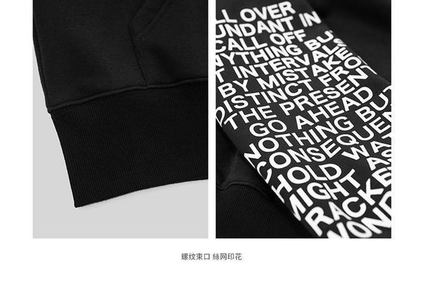 Planet Gates black / L Oversized Letter Sleeve Drawstring Hoodies 2018 Autumn And Winter Brand Sweatshirts Men Loose Streetwear