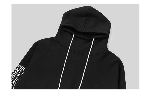 Planet Gates black / L Oversized Letter Sleeve Drawstring Hoodies 2018 Autumn And Winter Brand Sweatshirts Men Loose Streetwear