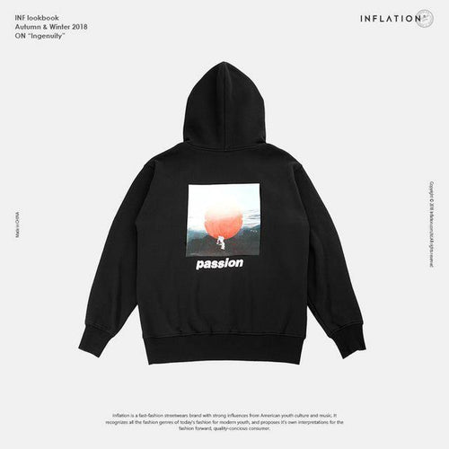 Planet Gates black / L Passio Letter Printed Drawstring Hoodies Streetwear Hip Hop Hoody Mens Hoodies and Sweatshirts High Street