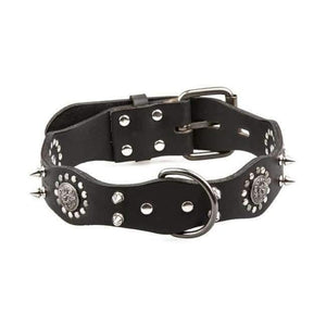 Planet Gates Black / L Pet Dog Collar Genuine Leather Retro Style Sharp Spiked Studded For Medium Large Breeds Pitbull Pet Products Acessorios
