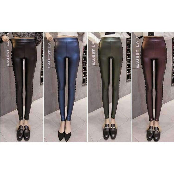 Planet Gates Black / L PU Faux Leather leggings Women Fashion 2018 Winter Fleece Matte Rivets Push Up Pencil Pants Female Slim Lady Leggins Mujer