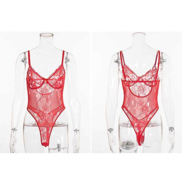 Planet Gates Black / L Sexy Bodysuit 2018 Autumn Women Shoulder Strap Bow Tie Floral Embroidery Hollow Out Lace Bodysuit Black White Romper