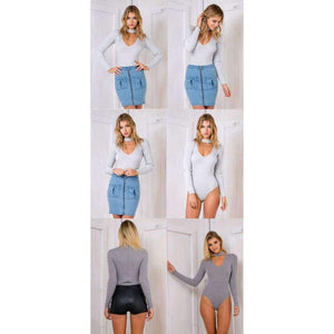 Planet Gates Black / L Sexy Bodysuits Women 2018 Halter Knitted Autumn Winter Black Slim Bodycon Jumpsuit Romper Womens V-Neck Jumpsuit Tops