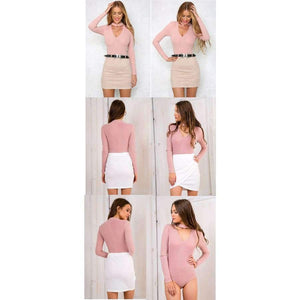 Planet Gates Black / L Sexy Bodysuits Women 2018 Halter Knitted Autumn Winter Black Slim Bodycon Jumpsuit Romper Womens V-Neck Jumpsuit Tops