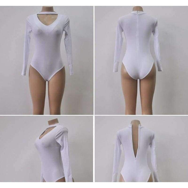 Planet Gates Black / L Sexy Bodysuits Women 2018 Halter Knitted Autumn Winter Black Slim Bodycon Jumpsuit Romper Womens V-Neck Jumpsuit Tops