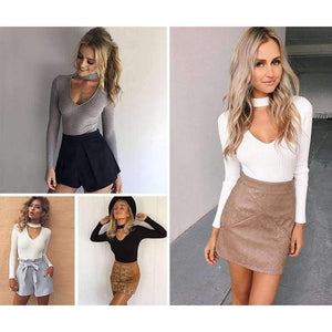 Planet Gates Black / L Sexy Bodysuits Women 2018 Halter Knitted Autumn Winter Black Slim Bodycon Jumpsuit Romper Womens V-Neck Jumpsuit Tops